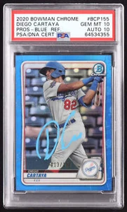 Diego Cartaya Signed 2020 Bowman Chrome Prospects Blue Refractors #BCP155 RC #13 - Picture 1 of 2