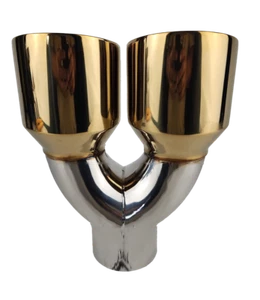 3" IDX4"X10.5" -Doble Pared Inclinada Corte Acero Inoxidable Oro Punta de Escape 1680GD - Imagen 1 de 2