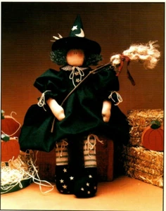 Broometta Broomstick Witch Doll Sewing Pattern Soft Sculpture Folksy Country - Picture 1 of 2