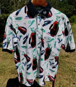 VTG Sergio Tacchini Golf Graphics Polo Shirt (Men's Medium) Made in Korea - Picture 1 of 4