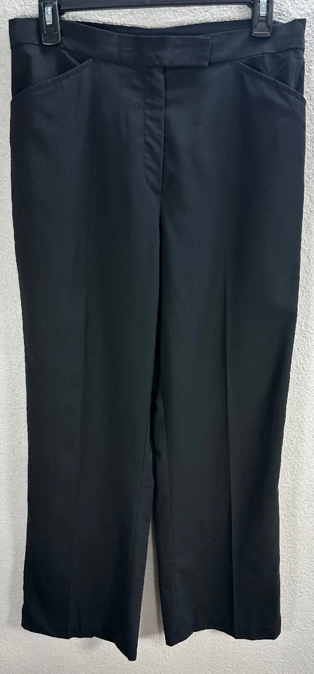 Pantalones de vestir para mujer Gunex negros de pierna ancha de lana tiro alto hechos en Italia talla 12 Foto 1 de 4