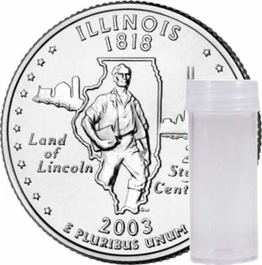 2003 D Illinois State Quarter 40 Coin Roll from US Mint Bag "BU" - Picture 1 of 4