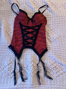 Vintage Morbid Threads Hot Topic Red & Black Corset Size 34B - Picture 1 of 9