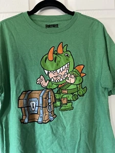 Official Fortnite Dinosaur costume treasure chest green T-shirt Adult M Youth XL - Picture 1 of 6