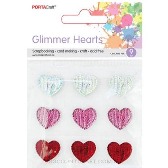 Bling Cluster Hearts 9pk - Clear, Pink & Red - image 1 of 1