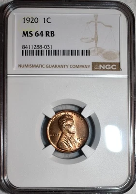 NGC MS-64 RB 1920-P Lincoln Cent, Full-Red Obverse & Richly Toned Reverse! - Image 1 of 2