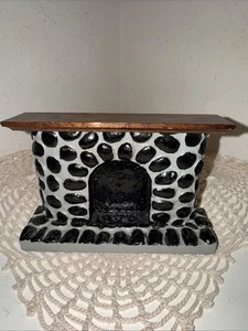 VTG Dollhouse Faux Stone Fireplace Wood Mantle Miniature 3-7/8” H x 5-3/4” W EUC - Picture 1 of 14