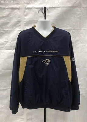 Reebok Men's Navy Gold St. Louis Rams Pullover Jacket - Size 2XL - Image 1 of 4