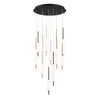 Cumberland Round Chandelier 12 Light-Antique Brass/Black/Satin Nickel Finish - Image 1 of 2