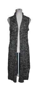 Mossimo Black Gray Silver Long Knit Sweater Vest Sleeveless Size Medium M - Picture 1 of 2