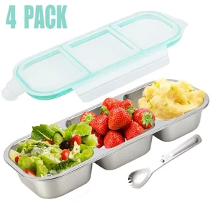 4Pack Stainless Steel Snack Containers, Lunch Meal Prep Containers for Home,Work - Picture 1 of 8