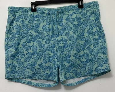 J. Crew Flex Swimwear Mens L Swim Trunks Blue Pineapple Hawaiian Board Shorts - Image 1 of 4