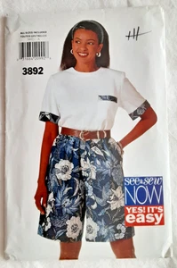Vintage fuori produzione modello Butterick 3892 Misses' Top & Shorts cucito progetto artigianale (H) - Foto 1 di 2