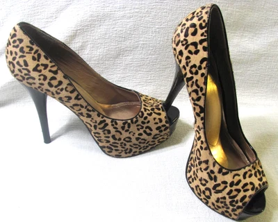 Express Mujer Plataforma Tacones Altos Punta abierta Estampado Leopardo Talla 8.5 Foto 1 de 4