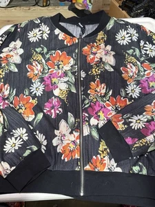 Chaqueta Agnes & Dora Mujer XXL Negra Floral Bomber Cremallera Completa Informal Preppy - Imagen 1 de 5