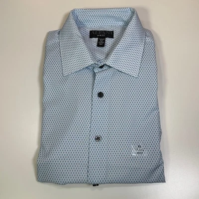 Camisa de vestir Alfani para hombre con estampado geográfico Nick, blanco/azul 17-17,5 36-37 $65 Foto 1 de 4