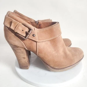 Sofft camel hellbraun Gürtelschnalle Leder Shooties Stiefeletten Größe 7,5 Blockabsatz - Bild 1 von 9