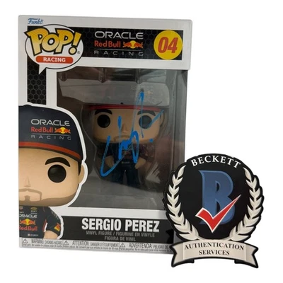 Sergio Perez Signed Autograph Formula One Funko Pop 04 Red Bull F1 Beckett BAS - Image 1 of 2