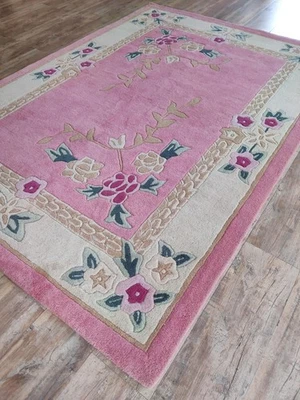 Hand-Tufted Wool Rug Pink Floral Modern Design For Living Room Carpet Rug Sale - Image 1 of 4