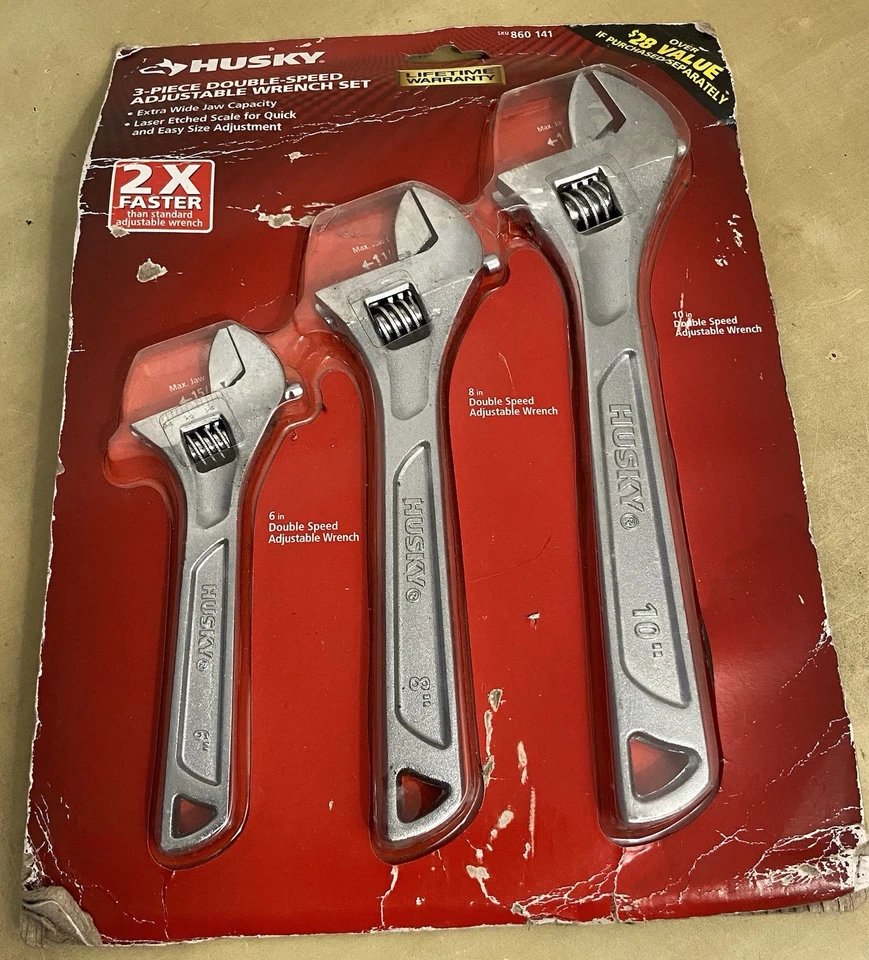 Husky 3-Piece Adjustable Wrench Set 860-141 open box