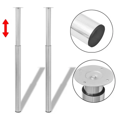2 x Teleskopfuß Tischfuß Stützfuß Tischbeine Chrom Tischfüße Legs 710 mm-1100 mm - Bild 1 von 4