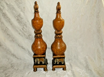 Par de Obelisco Acabado Diseño Elefante, Estatua Manto Decoración 2001 Foto 1 de 4