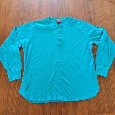 Vintage 80s Munsingwesr Northwestern Knitting Co Turquoise Henley USA Made XL - Image 1 of 4