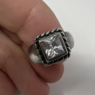 Silpada Sterling Silver Elizabeth R0836 Cubic Zirconia Band Ring 925 Size 8 - Image 1 of 4