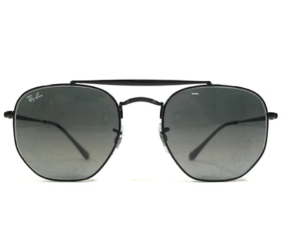 Ray-Ban Sunglasses RB3648 THE MARSHAL 002/71 Polished Black Hexagon Gray Lenses - Image 1 of 4