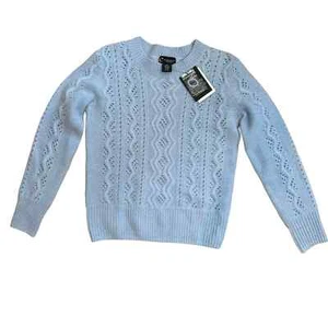 Suéter tejido con cable 100 % cachemir azul XS nuevo con etiquetas C por “Private Label” - Imagen 1 de 6
