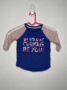 Cat & Jack Raglan Top Girls Size XS 4-5 3/4 Shelve Shirt Be Bold Be Curious - Picture 1 of 3