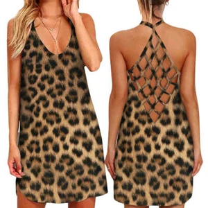 Vestido halter de verano para mujer con estampado de leopardo - Imagen 1 de 11