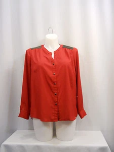 Elementz Ladies Button-Down Shirt Long Sleeve Red Plus Size 1X - Picture 1 of 12