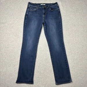 Levi's 505 Damenjeans gerades Bein Größe 10 dunkle Waschung blau Denim mittlerer Bund - Bild 1 von 9