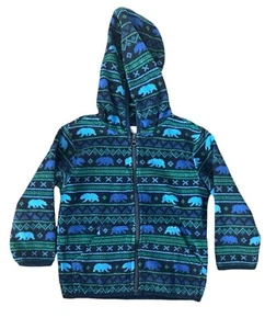 Gymboree 3T Jungen blau grün Bär Fleece Zip Hoodie Jacke warm - Bild 1 von 7