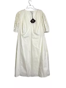 AVA & VIV PUFFED SHORT SLEEVE EYELET DRESS WOMEN'S PLUS Boho Chic Cottage Sz 3XL - Picture 1 of 9