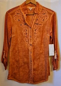 Reba Western Shirt Women's M Orange Pearl Snap L/S Country Button Up NEW R207 - Picture 1 of 6