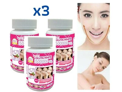 3 Botellas Blanco Gluta Supreme 1500000 Mg Forma de V Blanqueamiento Facial Anti Envejecimiento Foto 1 de 3