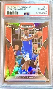 2019-20 Panini Zion Williamson silber rot Prizm Rookie Karte RC PSA 10 Edelsteine neuwertig 🙂 - Bild 1 von 3