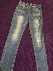 Vigoss Jeans Girls Size 14 Adjustable Waist Distressed . Pre-owned. Great Con…. - Picture 1 of 10