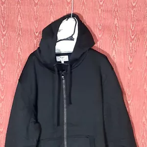 Q-ACTIVE MENS SHERPA LINED HOODIE BLACK LONG SLEEVE 2 POCKETS 1 INSIDE POCKET - Picture 1 of 13