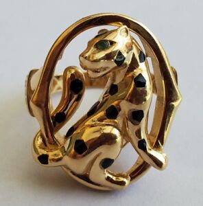 18K Gold Full Figure Panther Authentic Gold Ring