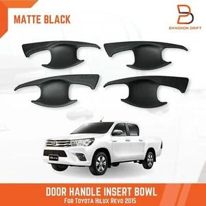MATTEBLACK 4 DOORS HANDLE INSERT BOWL CUP TRIM FOR TOYOTA HILUX REVO 2015-2022 - Picture 1 of 6