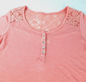 Camiseta Rubor Albaricoque Neon Soul Mujer Talla M con Inserciones de Encaje Mangas Largas 3/4 - Imagen 1 de 8