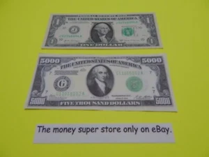 Reproduction U.S. $5,000 Dollar Bill Series 1934 heads every time on both sides. - Picture 1 of 2