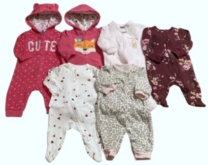 Mameluco para dormir bebé niña lote 0-3 meses Carters con capucha Winnie the Pooh floral... - Imagen 1 de 17