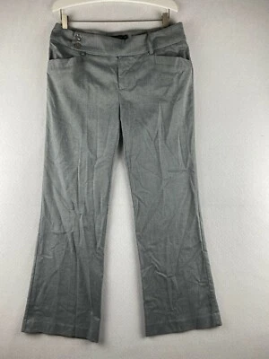 Pantalones Grass Collection para mujer 11 grises acampanados elásticos frente plano tiro medio Foto 1 de 4