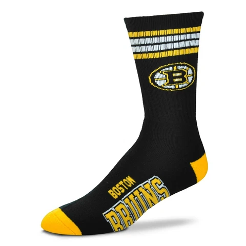 Boston Bruins Crew Socks Youth Size 1 to 5 4 Stripe Cover