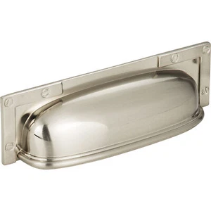 Atlas 382-BRN Campaign L Bracket Cup Pull 3 3/4 Inch (c-c) Brushed Nickel - Picture 1 of 2
