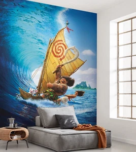 Disney Moana Photo Papier Peint Bleu Large Photomurale 20.3x279cm Ride The Vague - Afbeelding 1 van 4